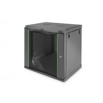 DIGITUS Dynamic Basic DN-19 16-U-EC-SW - armário - armário de rede - adequado para montagem na parede - preto, RAL 9005 - 12U - 48.3 cm (19)