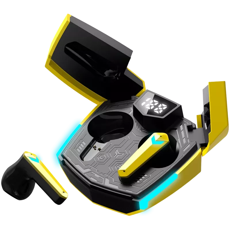 Auscultadores Canyon GTWS-2 sem fios Ear-Hook Gaming USB Type-C Bluetooth com dock de carregamento Amarelo (CND-GTWS2Y)