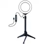 Anel de luz LED 12 cm com tripé de mesa até 24,5 cm, USB, RGBW