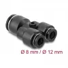 DeLOCK 60753 conector pneumático em Y de 2x8 mm para 1x12 mm com orifício de fixação
