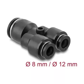 DeLOCK 60753 conector pneumático em Y de 2x8 mm para 1x12 mm com orifício de fixação