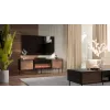 Móvel de TV cama meble CORTINA 180x40x60 cm preto/nogueira com lareira elétrica preta