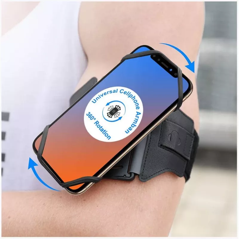 Braçadeira desportiva Tellur A100 para smartphone, preta, ajustável, tamanho universal