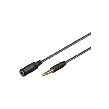 Wentronic Goobay cabo de extensão jack 3,5 mm, preto, 5 m - ficha jack 3,5 mm (4 pinos, estéreo) > conector fêmea jack 3,5 mm (4 pinos, estéreo) (62481)