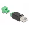 Adaptador de cabo DeLOCK 66607 RJ45 barra de terminais de 3 polos preto verde