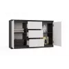 Cómoda 2 portas 3 gavetas top e shop M-MP-K-MAL-2D3S-ANTBIA — estrutura antracite, portas brancas, 1200×750×400 mm