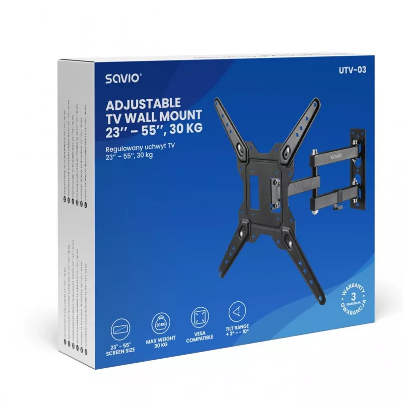 Savio UTV-03 Suporte de TV 139,7 cm (55) Preto