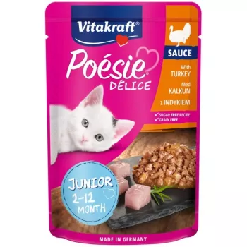 Comida húmida para gatos Vitakraft Poésie Delice Junior — peru 85 g saco, 84 % humidade, 8,5 % proteína