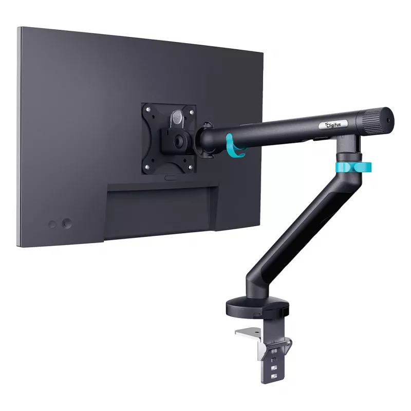 Suporte de monitor DIGITUS Single Design para ecrãs até 35 polegadas, grampo, 10 kg, VESA 75x75–100x100, inclinação -45–90°