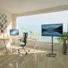Maclean MC-949 suporte móvel com rodas para TV de 32–55 polegadas, VESA 75×75–400×400, máx. 25 kg, altura 149,5–154,5 cm, inclinação +5°, prateleira, preto