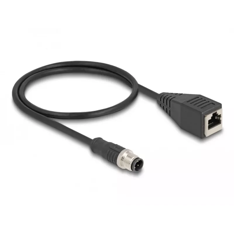 Cabo adaptador DeLOCK M12 codificação D de 4 pinos conector macho para conector fêmea RJ45 50 cm