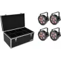 Conjunto de spots LED EUROLITE SLS-6 TCL 4x com mala TDV-1, kit de 4 peças, washlights RGBW