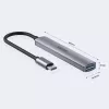 Hub USB-C Unitek H1208B — 1x USB-A 5 Gbit/s, 3x USB-A 2.0, host USB-C, caixa em alumínio, cabo de 0,20 m