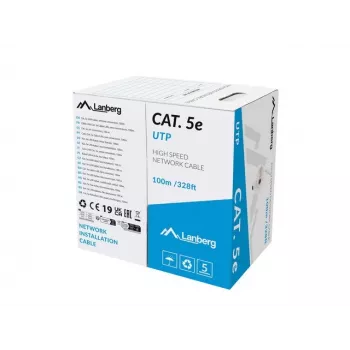 Cabo de rede UTP Cat.5e 100m maciço cinzento CPR LANBERG