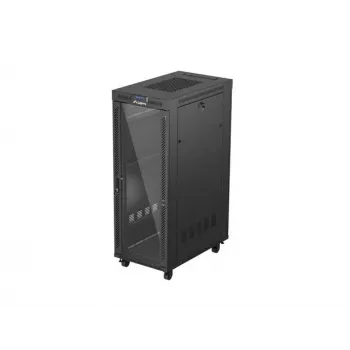 Armário rack 19 polegadas LANBERG FF01-6032-12BL 32U, porta de vidro preta