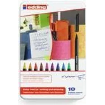 Marcador Edding 1200 colourpen ponta fina preto azul castanho verde laranja rosa roxo vermelho amarelo 10 unid.