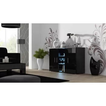 Aparador Cama SOHO S7 120 cm Preto Brilhante