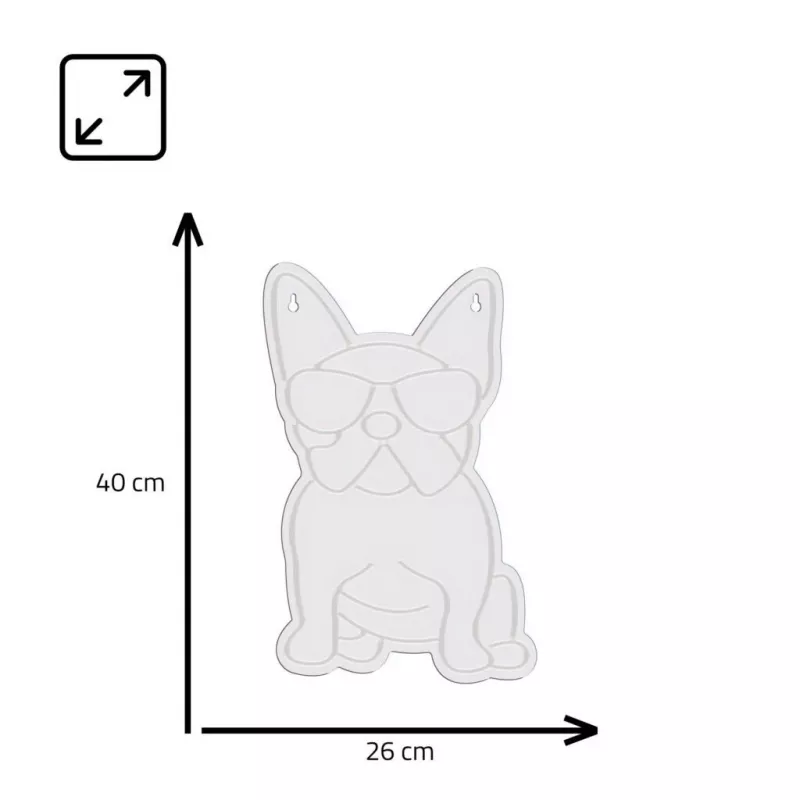 Luz néon MANTA Manta SNL66WH French Bulldog White — letreiro de néon LED decorativo em forma de buldogue francês