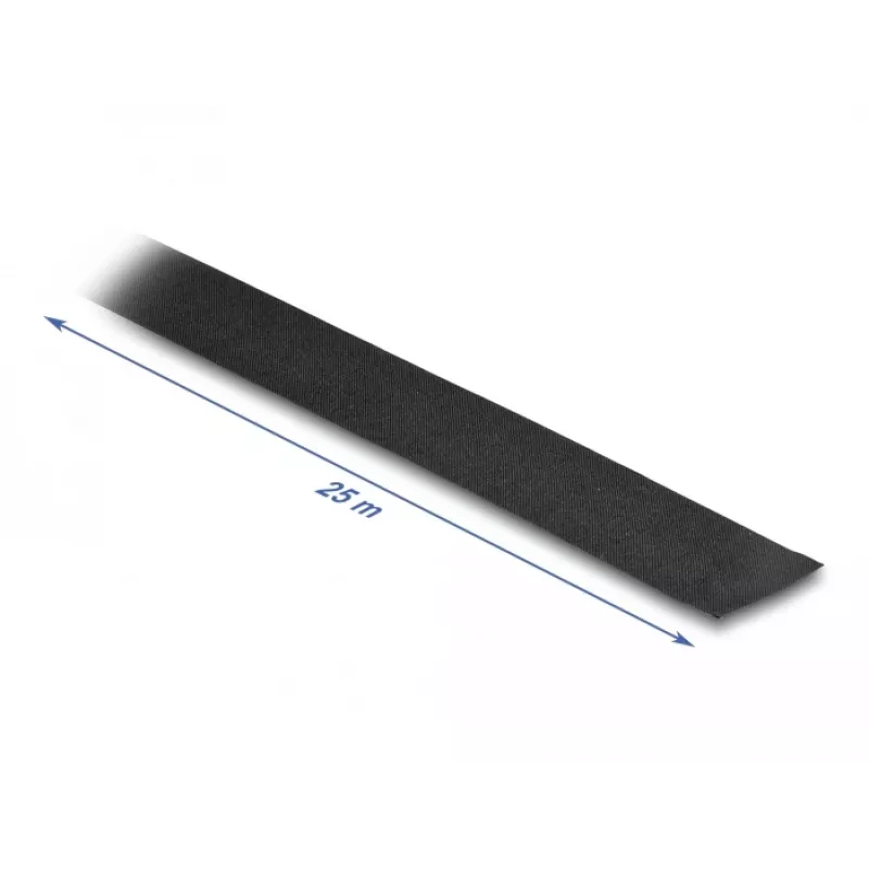 Fita têxtil DeLOCK 25 m x 25 mm rasgável autoadesiva preto