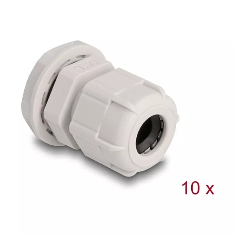 Prensa-cabos M16 DELOCK, plástico, cinzento, pack de 10