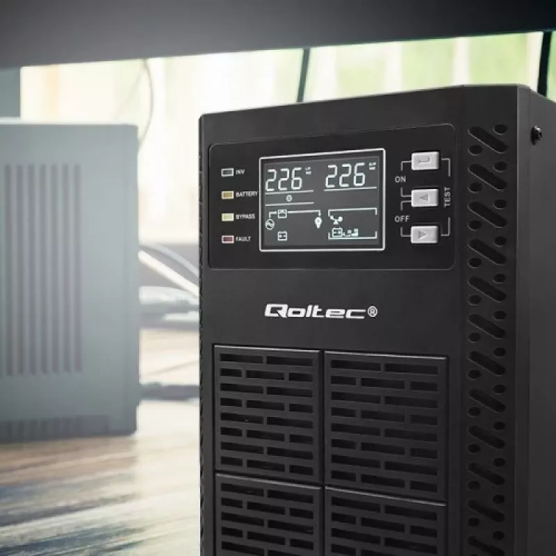 Qoltec 52281 UPS (fonte de alimentação ininterrupta) dupla conversão (Online) 2 kVA 2000 W 3 saídas AC