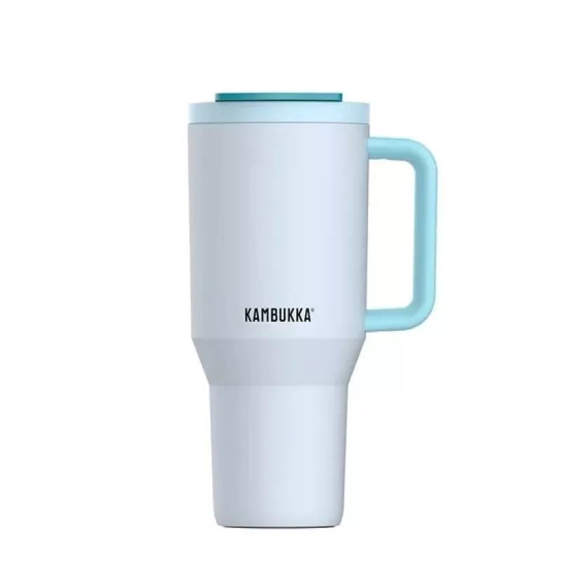 Copo térmico com palhinha telescópica Kambukka Rio Tumbler 950ml Frosty Coconut