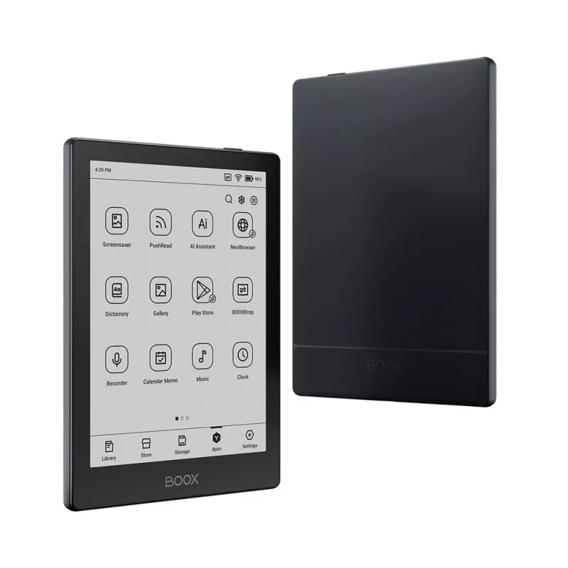E-Reader Onyx Boox 6 polegadas (15,2 cm) com E-Ink 1448×1072, 32 GB, 2 GB RAM, Android 11, Wi-Fi dual-band, Bluetooth 5.0, MicroSD, USB-C, preto