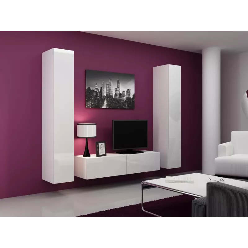 Conjunto de armários de sala Cama VIGO 9 branco/branco brilhante