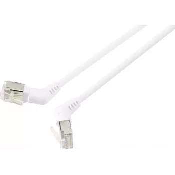 Renkforce RF-6071564 Cabo de rede RJ45, cabo patch CAT 6a F/UTP 0,50 m branco contactos rotativos 360°, saída de cabo angular 1 unid. (RF-6071564)