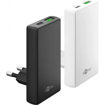 Goobay Carregador USB-C PD GaN Dual-Fast 90° Flat 45 W preto - 1x -conexão (75719)