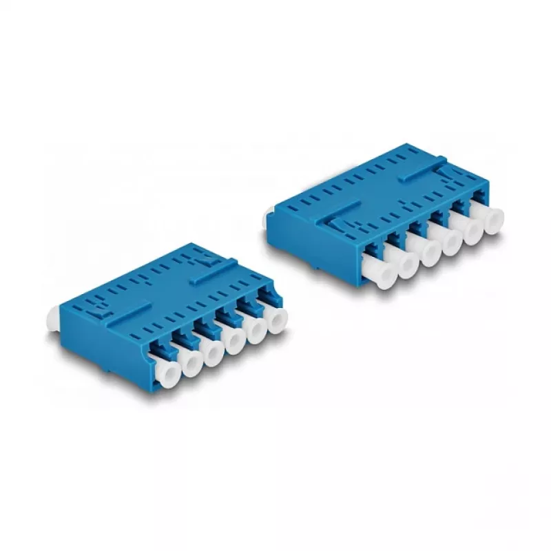 Acoplador de fibra ótica DeLOCK HD LC Hexaplex fêmea para LC Hexaplex fêmea azul