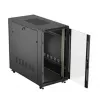 Armário rack LANBERG FF01-6222-12B 22U 600x1200 mm preto com portas frontal e traseira de vidro