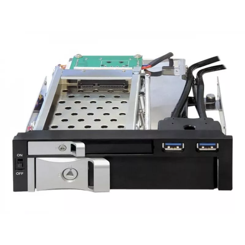 DeLOCK 5,25 Mobile Rack para 1 x 2,5 + 1 x 3,5 SATA HDD + 2 x portas USB3.0 - rack de armazenamento móvel - 6,4 cm, 8,9 cm (2.5, 8,90cm (3.5)) (47209)