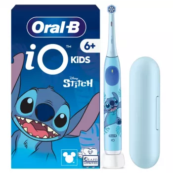 Escova de dentes elétrica Oral-B com estojo de viagem, 6Y+ | iO Kids Disney Stitch | Recarregável | Para crianças | Número de cabeças de escova incluídas 1 | Número de modos de escovagem 3