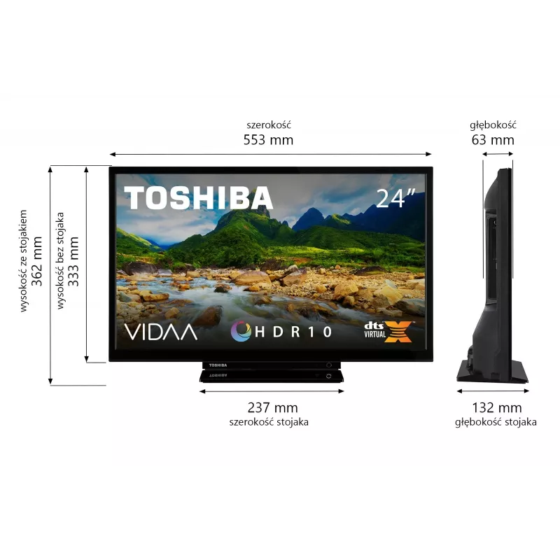 Televisor Toshiba 24WV3F63DG 24 polegadas ecrã LED resolução HD
