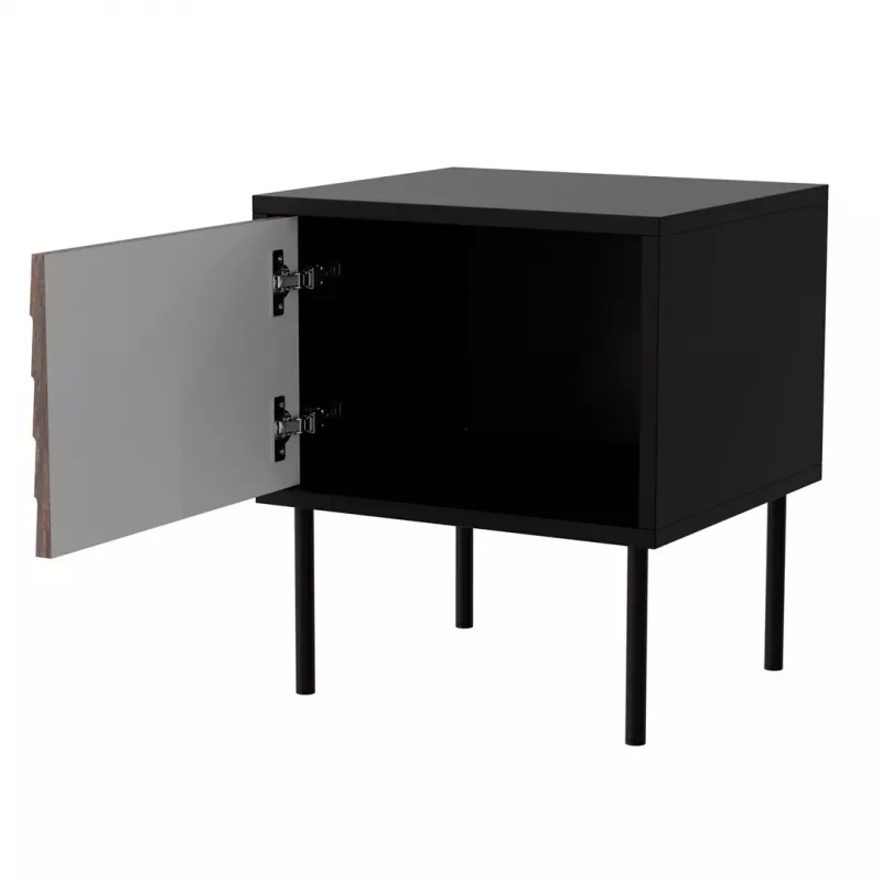 Mesa de cabeceira, 2 unid. CORTINA 45x40x51 preto/nogueira