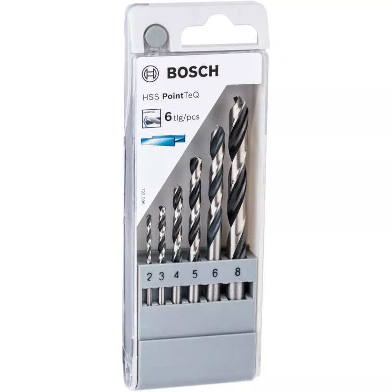 Bosch PointTeQ conjunto de brocas helicoidais HSS para metal, 6 peças, 2-8 mm, 135°, DIN 338