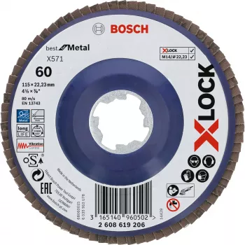 Disco de lixa Bosch 115 mm, grão 60, para rebarbadora — modelo 2608619206