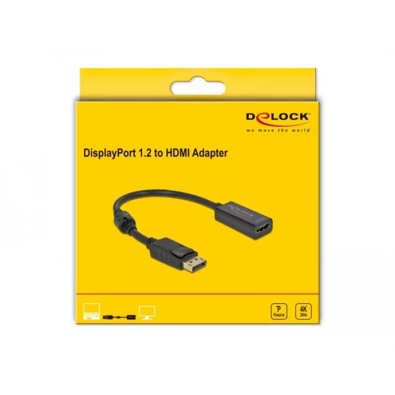 Adaptador DisplayPort 1.2 macho para HDMI fêmea 4K DeLOCK 63559