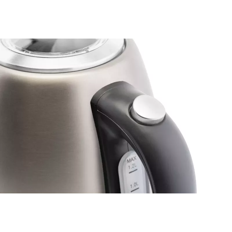 Chaleira elétrica ETA 1,2 L 2100 W, corpo em aço inoxidável, cinzento