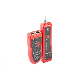 Testador de cabos de rede LANBERG NT-0501 — suporte RJ-11/RJ-12/RJ-45, comprimento máx. 250 m, bateria integrada, indicadores LED, preto