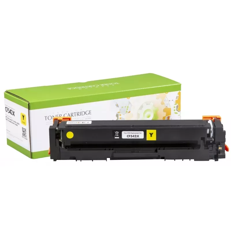 Cartucho compatível Static-Control HP n.º 203X amarelo 2,5K (CF542X)/Canon CRG-054HY chip novo