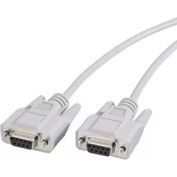 Renkforce 1377242 cabo null modem, D-Sub de 9 pinos fêmea/fêmea, 1,8 m, cinzento
