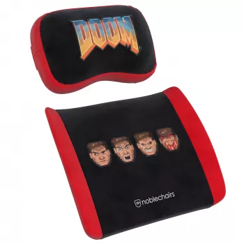 Conjunto de almofadas de espuma viscoelástica noblechairs DOOM Retro Edition — almofadas ergonómicas para cadeiras gaming e de escritório