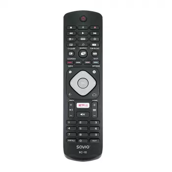 Comando à distância SAVIO RC-10 para TV Philips, IR sem fios, preto, entrada por botões