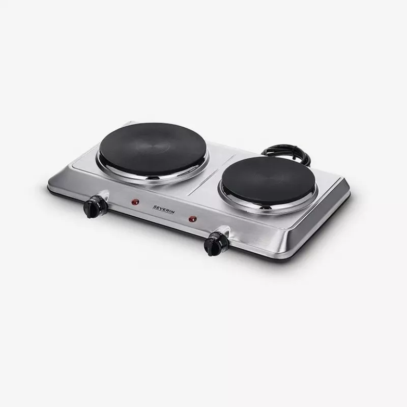 Placa de cozinha de mesa Severin DK 1014 com placa fechada 2 zonas controlo por botão rotativo