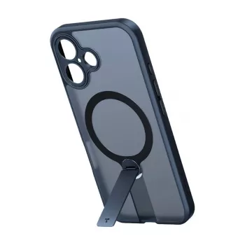 Capa de proteção Torras Pstand Spin para iPhone 16 Plus – preto, suporte dobrável, proteção fina