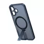 Capa de proteção Torras Pstand Spin para iPhone 16 Plus – preto, suporte dobrável, proteção fina