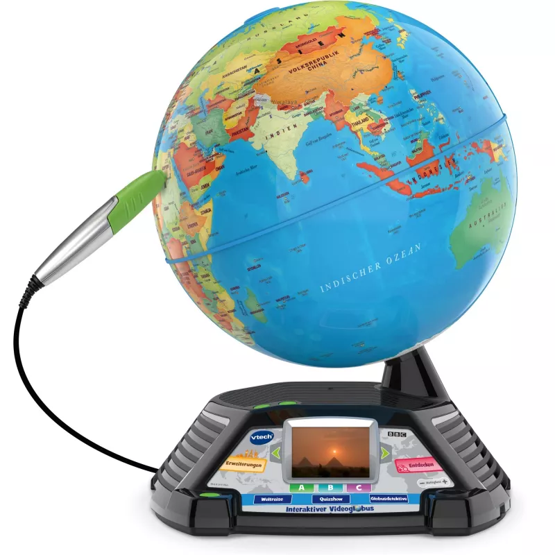 Globo de vídeo interativo VTech 80-605404 — globo falante educativo com conteúdos áudio e interativos