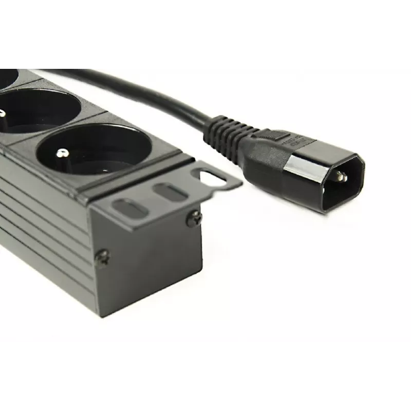 Unidade de distribuição de energia Gembird EG-PDU-014-FC14, 8 tomadas AC, entrada C14, cabo de 3 m, caixa de alumínio 1U, 10 A, 3680 W